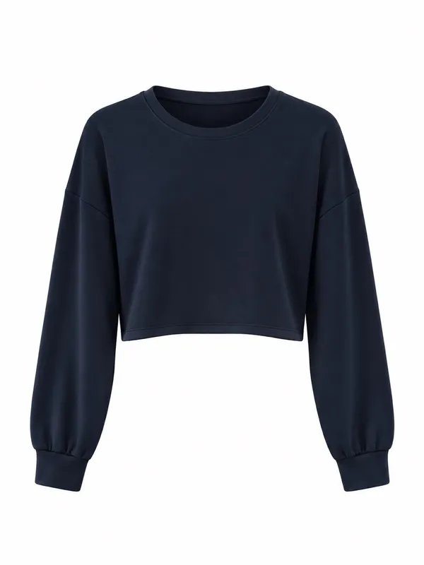 NWT Halara Cropped Long Sleeve Athletic Top Navy Blue Medium - Image 2