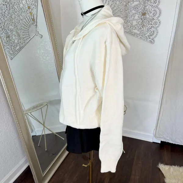 Source Unknown Chunky Soft White Oversizes Button Up Cardigan Hoodie 2XL - Image 4