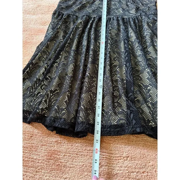 Umgee Black Lace Overlay Dress Size L Boho Sleeveless Stretch Mini Dress - Image 5