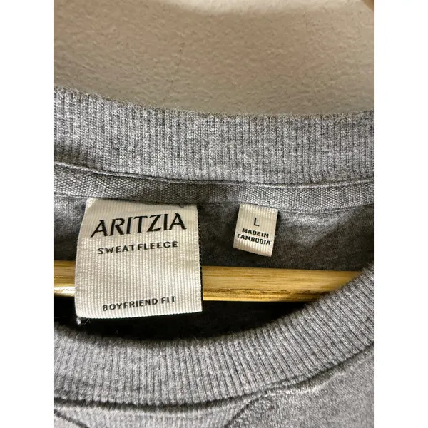 Aritzia Sweatfleece Boyfriend Fit Short Sleeve Sweatshirt Heather Grey Large - Image 3