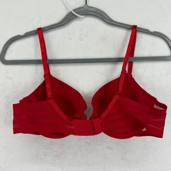 Adrienne Vittadini Studio Bra Size 36B Red Plunge Push‎ Up Mesh Accents - Image 3
