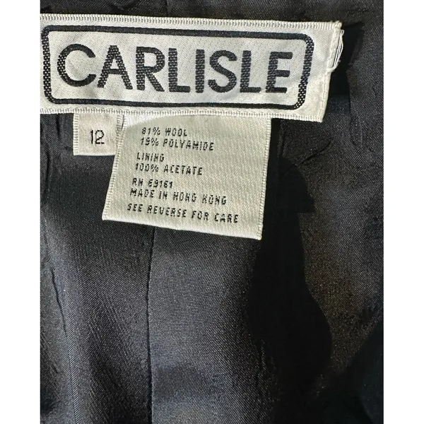 Vintage Carlisle Black White Marled tweed herringbone Pant Suit Wool Blend 12 - Image 16