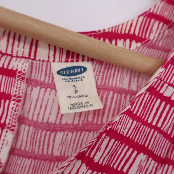 Old Navy Pink Abstract Stripe V-Neck Tank Top Sleeveless Keyhole Small Tall - Image 3
