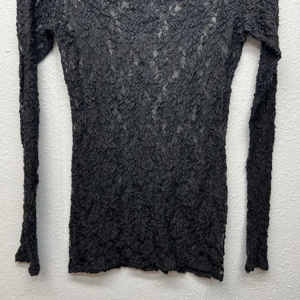 Womens Y2K Lace Sheer Open Knit Fairy Grunge Fitted Top XS Witchy Whimsigoth - Image 8