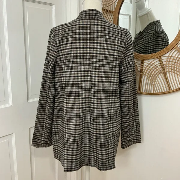 Soft Surroundings St. James Blazer M Gray Plaid Dark Academia Oversized Classic - Image 4