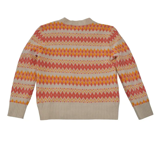 J. Crew XS 100% Cashmere Sweater Cream Orange Fair Isle Cozy Fall Winter - Image 6