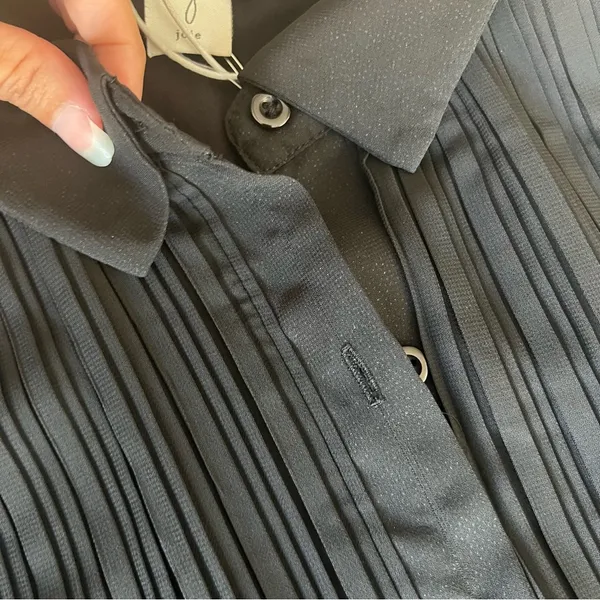 NWT pleated sleeveless shirt dress collared button down black size small - Image 8