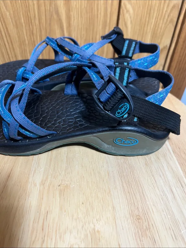Chacos Blue Strappy Women's Sandals with Black Footbed - Image 3