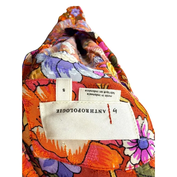 By Anthropologie Vale Maxi Shirtdress Belt Floral Rust Brown Orange Boho Kimono‎ - Image 8