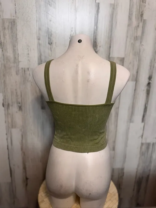 JoyLab Two Piece Set Womens Small Olive Green Ribbed Crop Tank Biker Shorts - Image 5