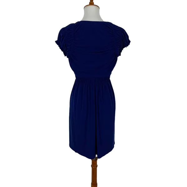 Laundry By Design Navy Ruched Cap Sleeve V Neck Dress‎ 4 Cocktail Party NWT - Image 5