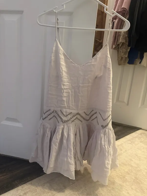 ZARA Ruffled Chiffon Studded Dress - Image 2