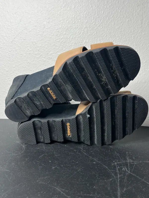 Sorel Joanie Lace Up Wrap Wedge Sandal in Black Tan Size 9 - Image 7