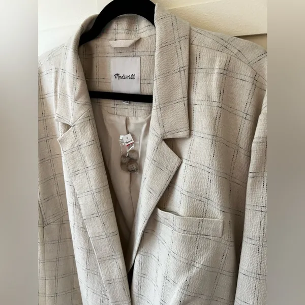 Madewell Women’s NWT Plus‎ Caldwell Double-Breasted Blazer Ghent Plaid Size 4X - Image 3