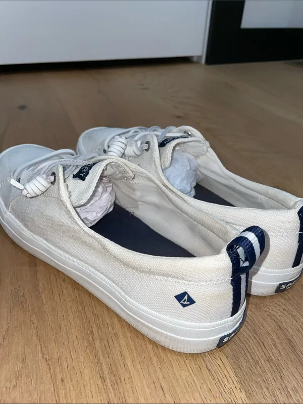 Sperry Crest Vibe White Canvas Low-Top Sneakers with Navy Accents Size 9.5 - Image 3