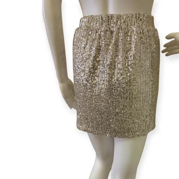 love on a hanger Sparkling Gold Sequin Mini Skirt - Image 2
