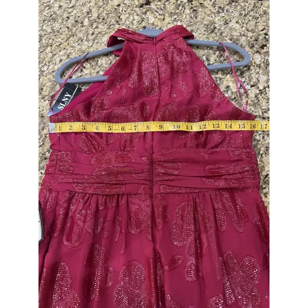 SLNY Fashion Women's Burnout Chiffon Sleeveless Gown Size 6 Fushia - Image 6