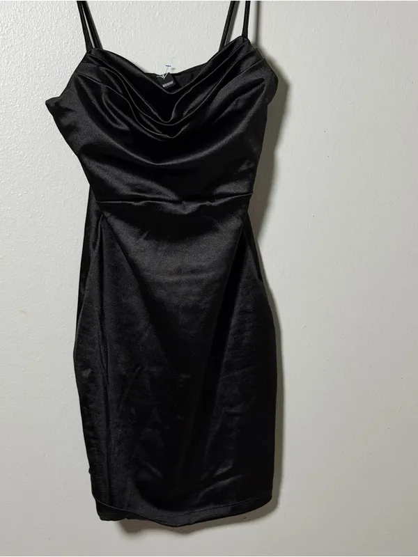 Windsor Women Mini Cowl Neck Sexy Black Night Out‎ Party Dress size M - Image 7