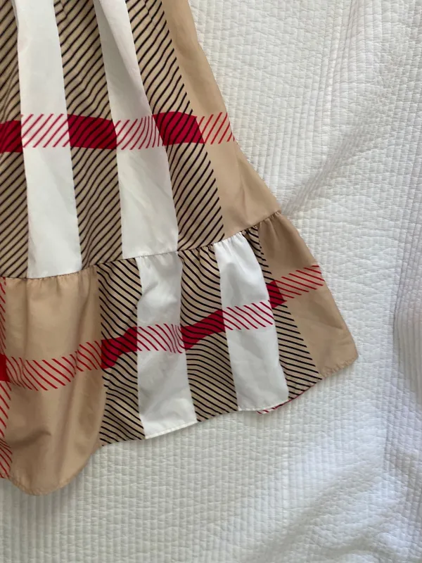 beige plaid smocked maxi dress Tan - Image 3