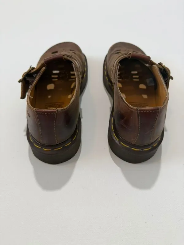 True Vintage Dr. Martens Brown Leather Double Buckle Mary Jane Shoes Made In Eng - Image 3