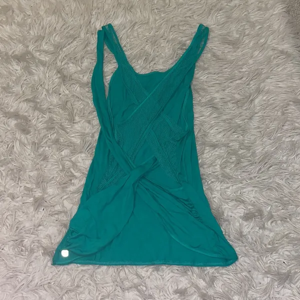 Fabletics Green Criss Cross Open Bank Tank Top - Image 2