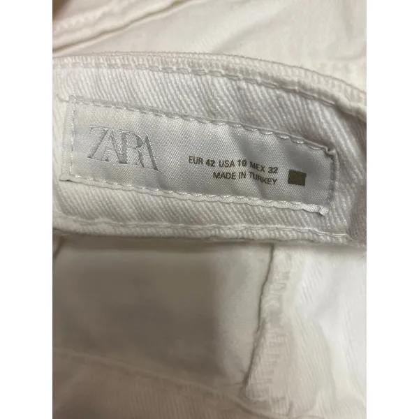 NEW Zara Women's White Eyelet Embroidery High Waisted Wide Leg Denim Shorts 10 - Image 6