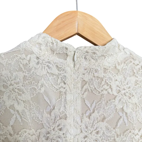 Bardot Vezza Lace Dress Ivory Mini‎ Women Med 6 Stretch Wedding Bridal Romantic - Image 7