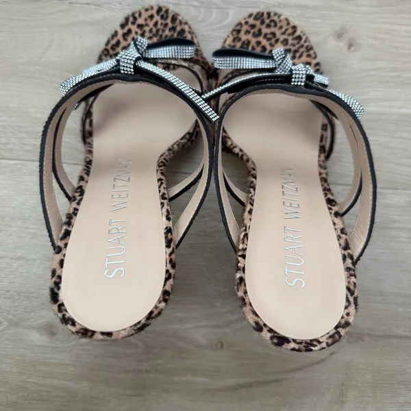 Stuart Weitzman Made In Spain Leather Bow 100 Slide Heeled Sandals Size 7.5 - Image 7