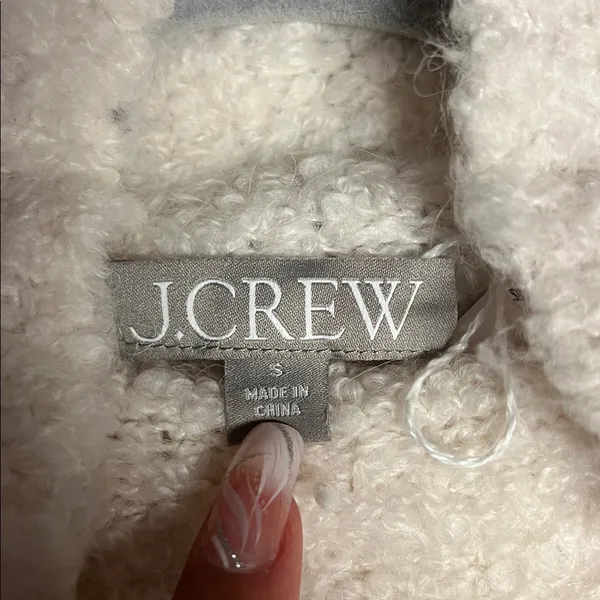 J. Crew Women’s White Bouclé Mock Neck Sweater - Soft. Size: Small - Image 2