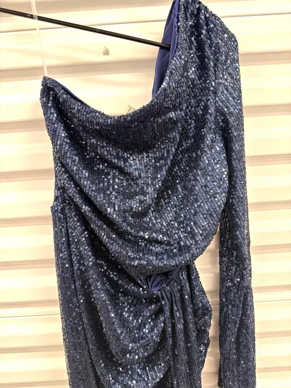 Baobab Midnights Sequined Maxi Dress Bejeweled Navy Blue Womens Size Large - Image 7