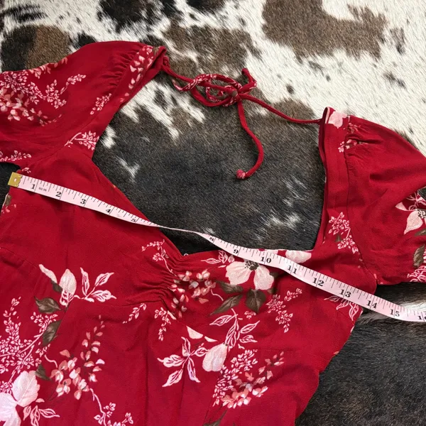 REFORMATION Red‎ Floral Mabille Midi Dress Size 2 - Image 9