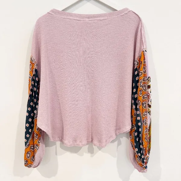 Free People Blossom Thermal XS Cottagecore Boho‎ Peasant Fairy Floral Waffle Top - Image 10