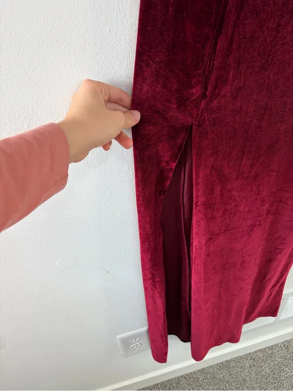 Baltic Born Velvet Burgundy One Shoulder Maxi - Image 3