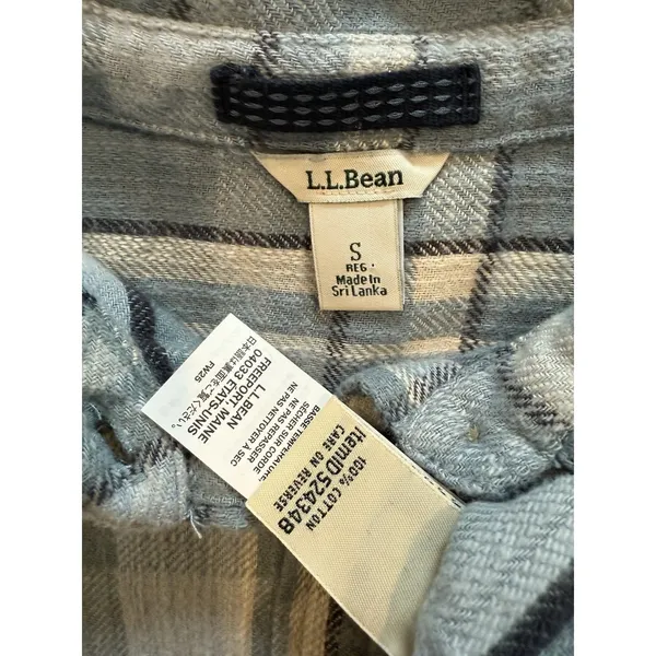 LL Bean Flannel Shirt Women Small Button Up Tartan Plaid 100% Cotton Lumberjack - Image 3
