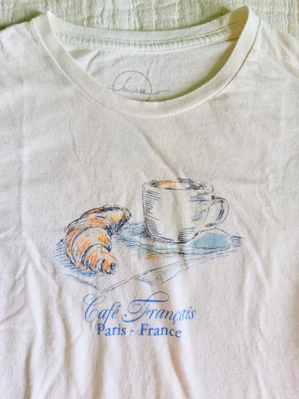 Croissant 🥐 ☕️graphic tee White - Image 2