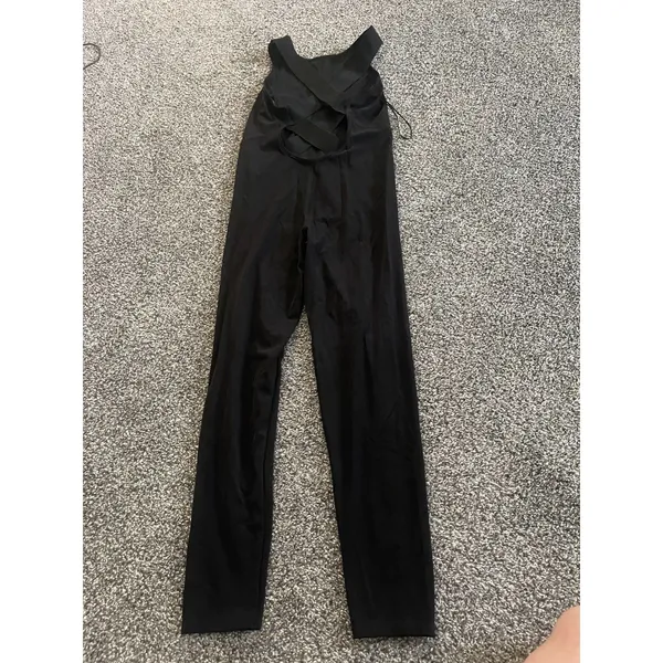 Zara sleek form-fitting black full-length tank top athletic jumpsuit L - Image 10