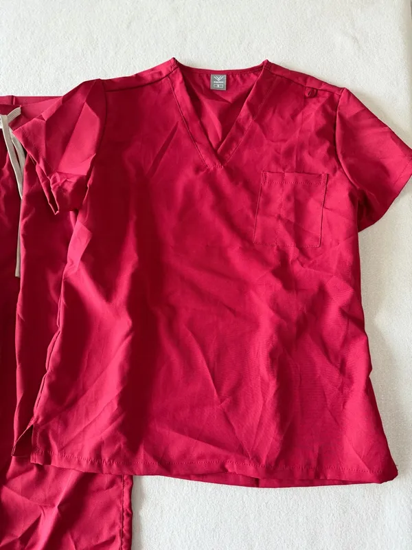 Women's Dark Red Two Piece Scrub Set Size Small #260806 - Image 2