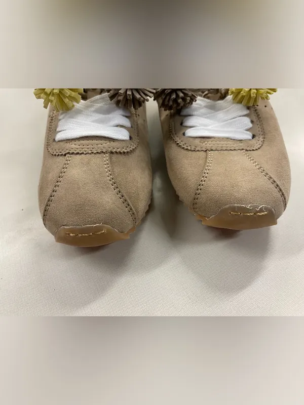 Universal Threads JoJo Beige Suede Pom Pom Sneakers Women’s Size 7 Casual Lace Up - Image 4