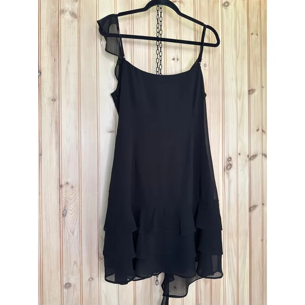 NWT Lulus Alluring Presence Black Ruffled Tiered Mini Dress LBD Party Size XL - Image 7