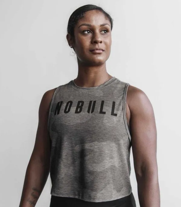 NWT Women's NOBULL Muscle Tank - Small - Heather Gray Camo - Image 2