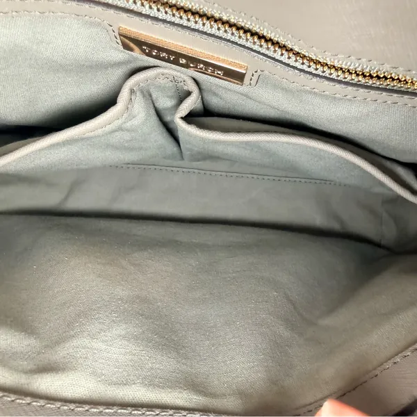 Tory Burch Gray Leather Tote Bag EUC - Image 12