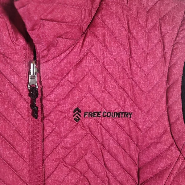 Free Country Reversible Quilted Puffer Vest Faux Fur Crimson Rose XL Gorpcore - Image 9