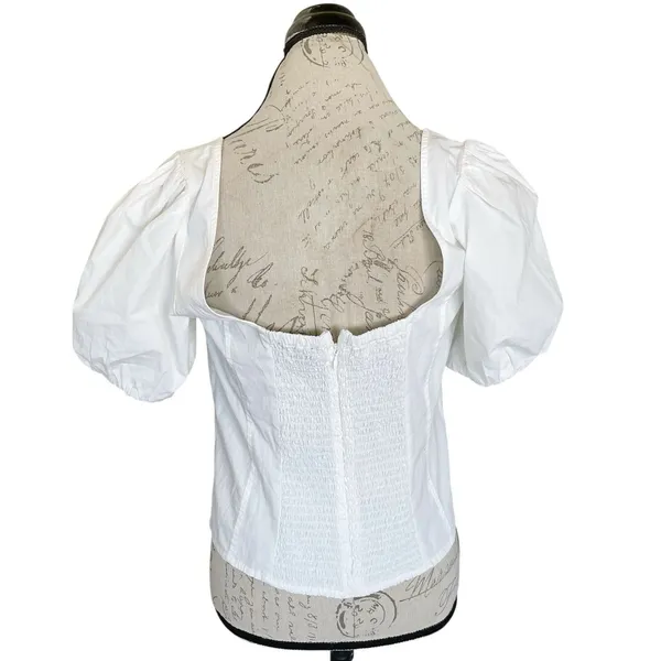 J.Crew Womens Blouse Sz 10 Short Sleeve Cottagecore Cottage Bohemian Smocked - Image 4