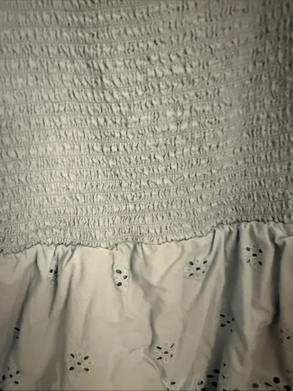 American Eagle Outfitters Soft Blue Eyelet Tiered Tie-Strap Dress - Image 4