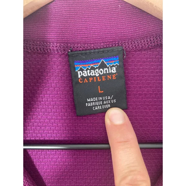 Vintage 90's Patgonia Capilene Active Layer Hiking Outdoors Magenta Zip Sweater - Image 6