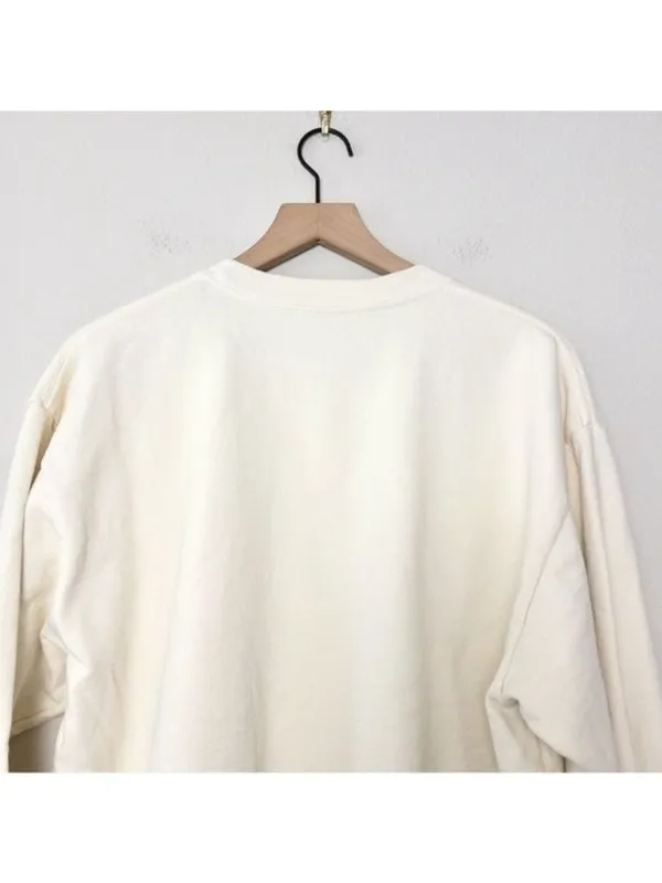 NEW Sporty & Rich Fitness Group Crewneck Sweatshirt M Off White Fleece Oversized - Image 12