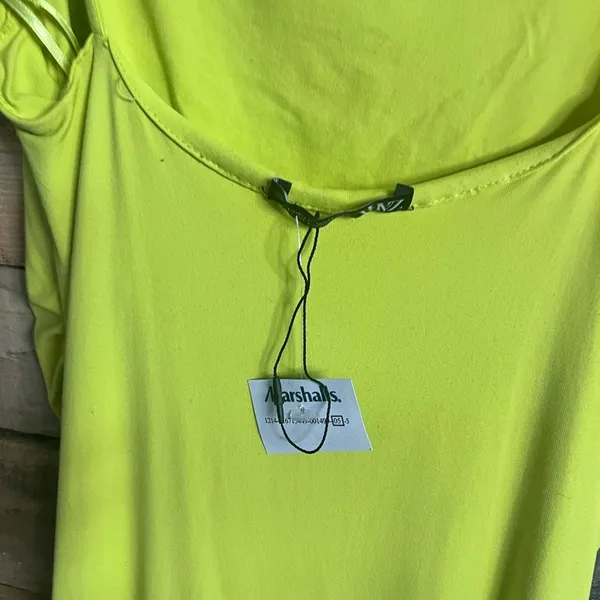 Zara Lime Green Dress With‎ Gathered Waist Size Medium - Image 4