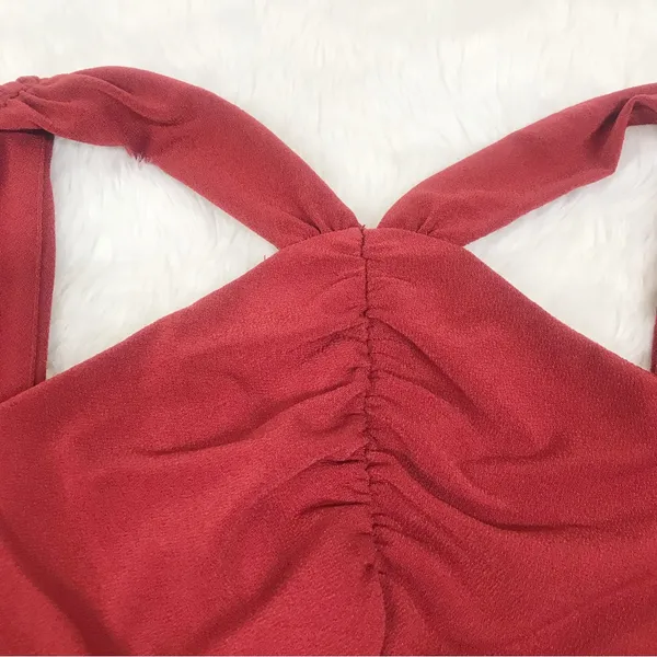 ASTR Brick Red Cutout Long Sleeve Midi Dress Size‎ XS Cockail Party Fall Winter - Image 6