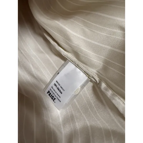 Paige‎ NWT Capriana Silk Button Down Shirt in Pale Olive/Marble Size XL - Image 4