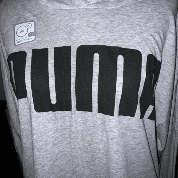 Puma Dry Cell Lightweight Gray Hoodie Black Logo Large NWT - Image 5